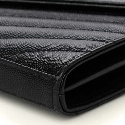 Saint Laurent Grain De Poudre Matelasse Chevron Monogram Chain Wallet Black 11 of 13