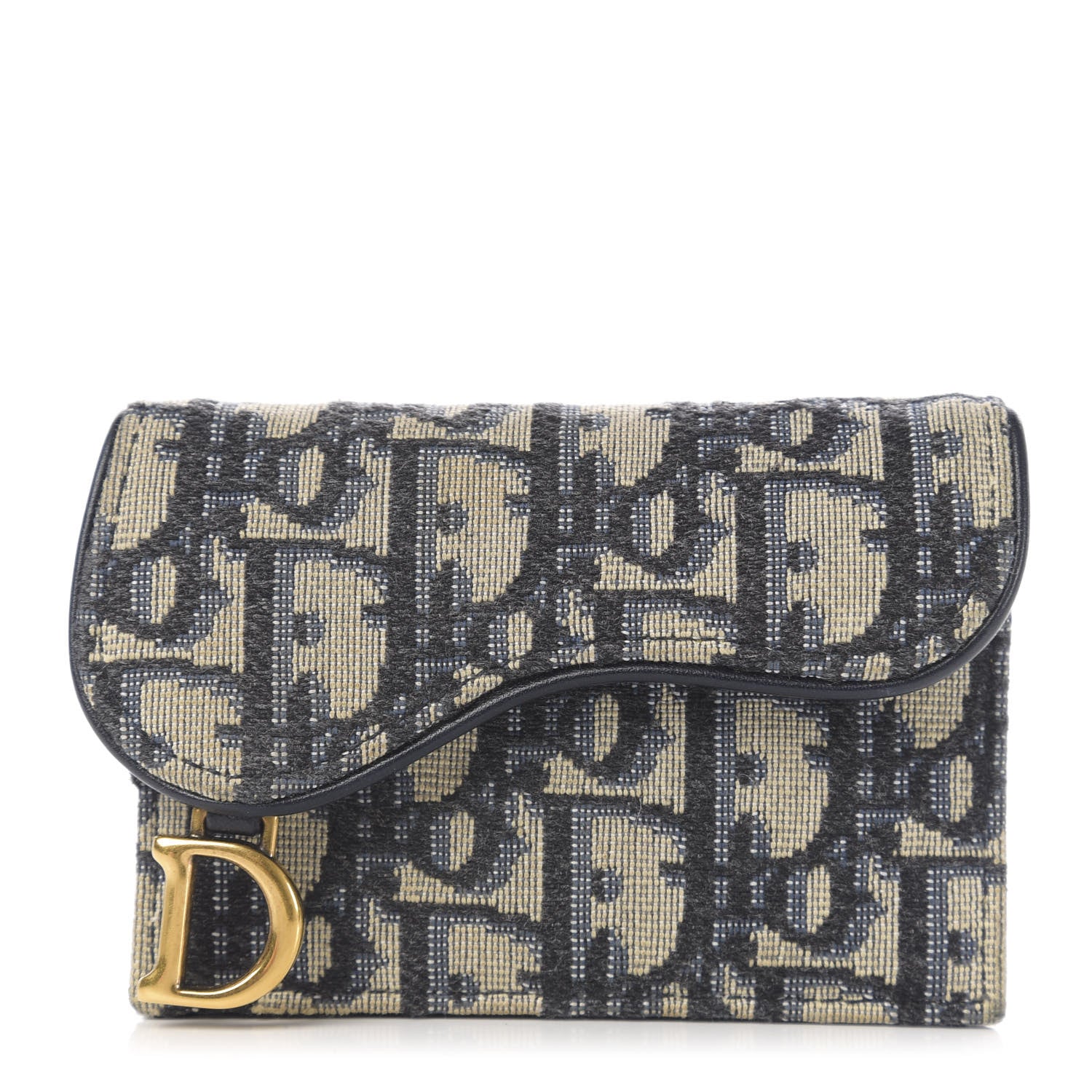 Christian Dior Oblique Saddle Card Holder Blue 1 of 7