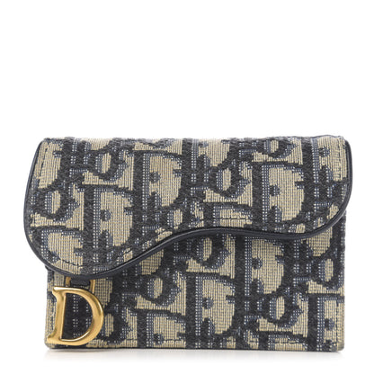 Christian Dior Oblique Saddle Card Holder Blue 1 of 7