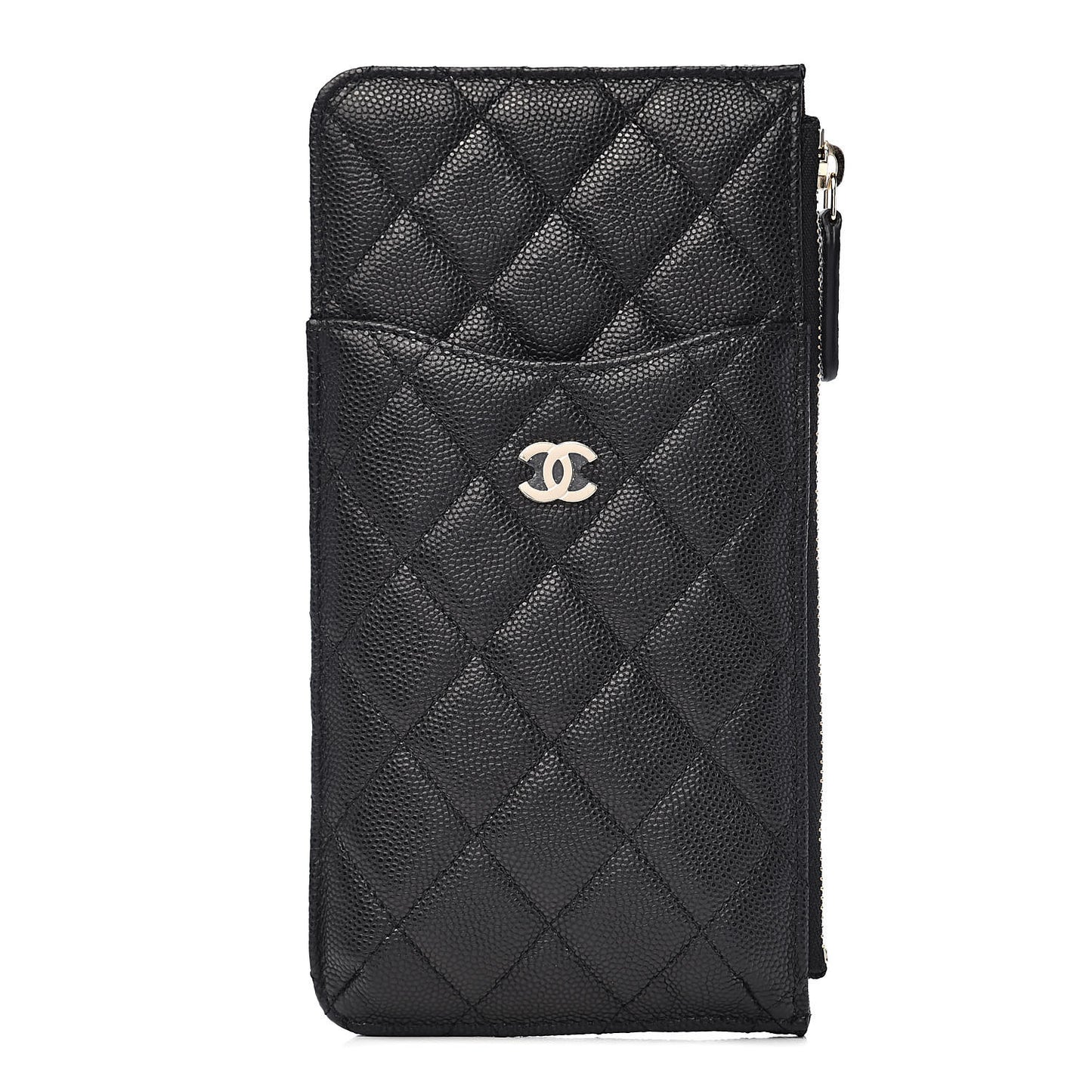 Caviar Quilted Classic Flat Wallet Pouch Black