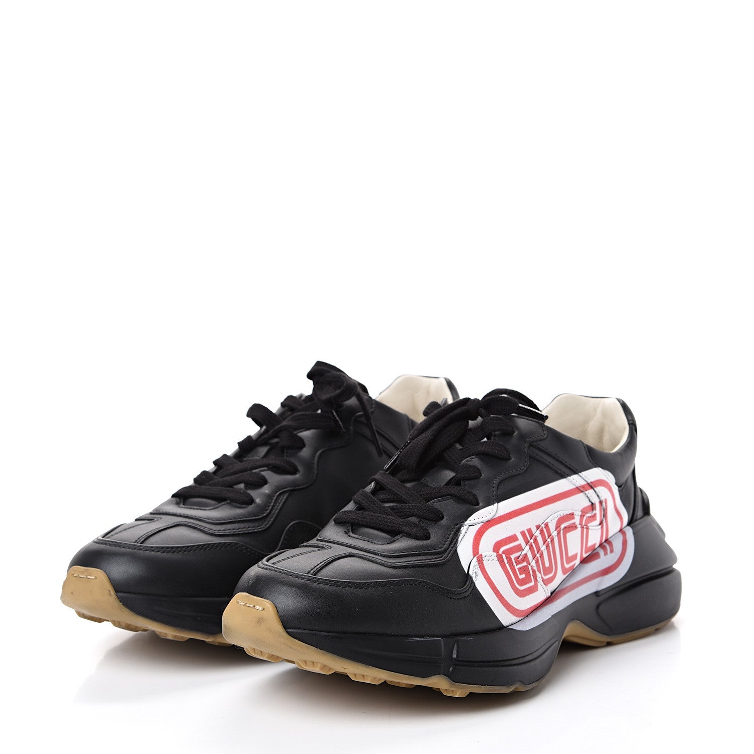 Gucci X SEGA Calfskin Logo Mens Rhyton Sneakers 8 Black 3 of 15