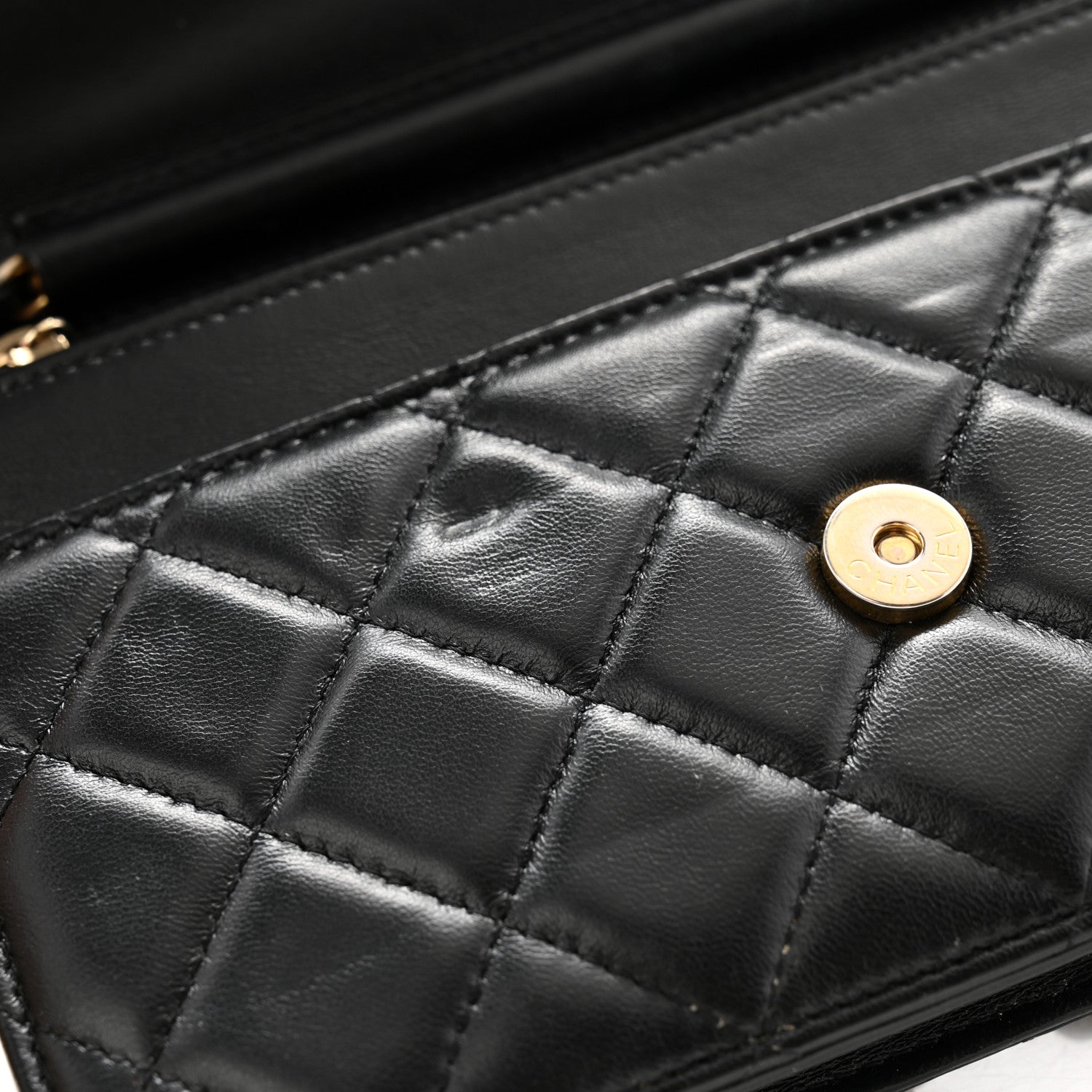 Chanel Lambskin Quilted Chain Around Wallet On Chain WOC Black 12 of 13