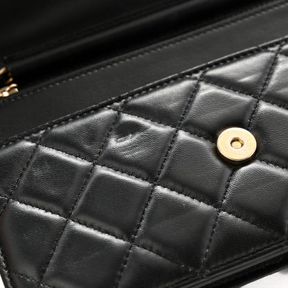 Chanel Lambskin Quilted Chain Around Wallet On Chain WOC Black 12 of 13