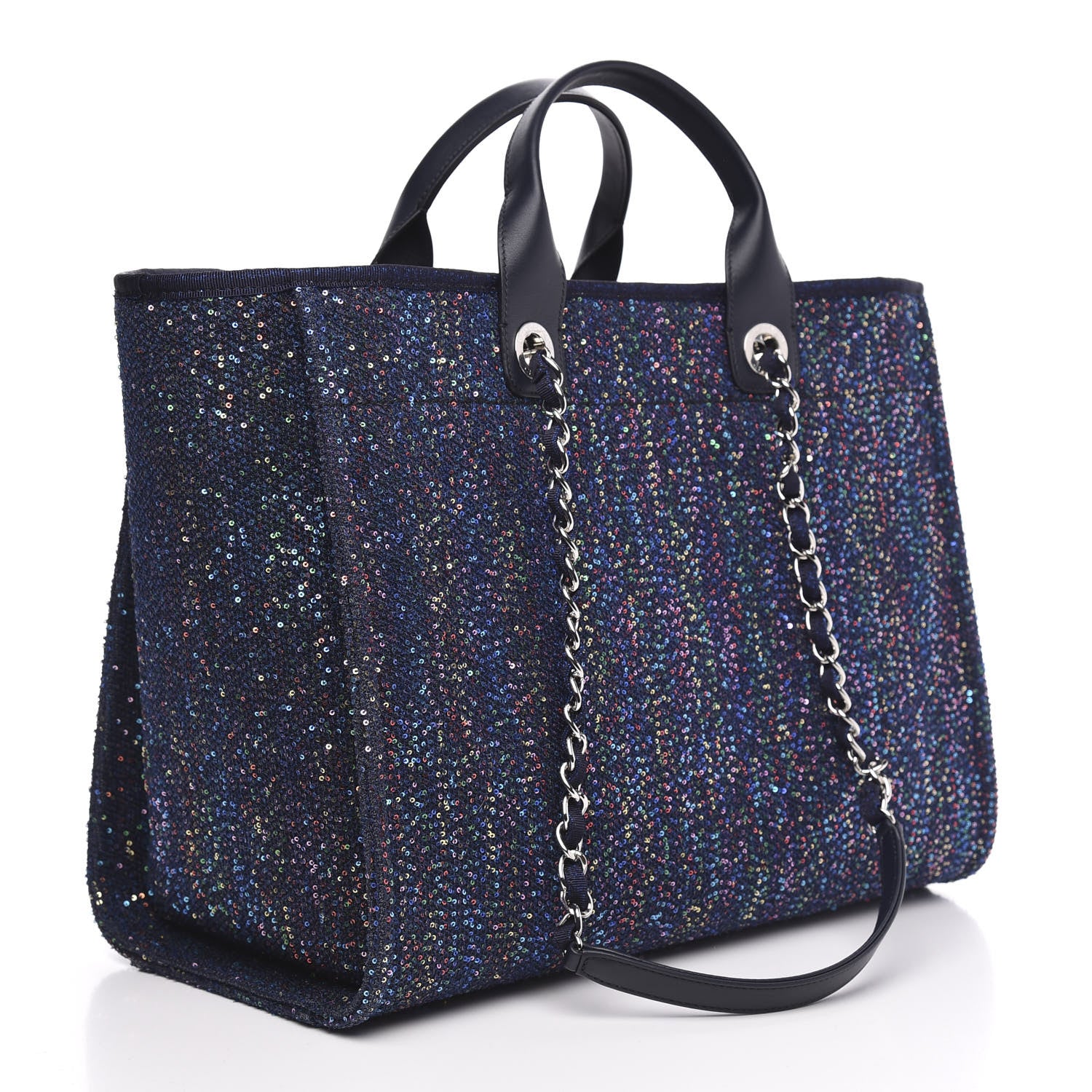 Chanel Viscose Sequins Medium Deauville Tote Navy 3 of 11