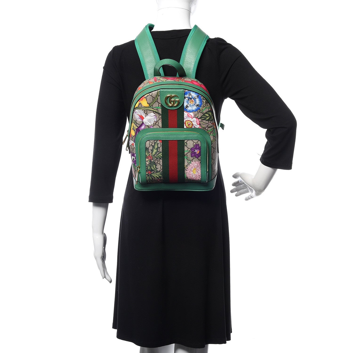Gucci GG Supreme Monogram Flora Web Small Ophidia Day Backpack Green 2 of 12