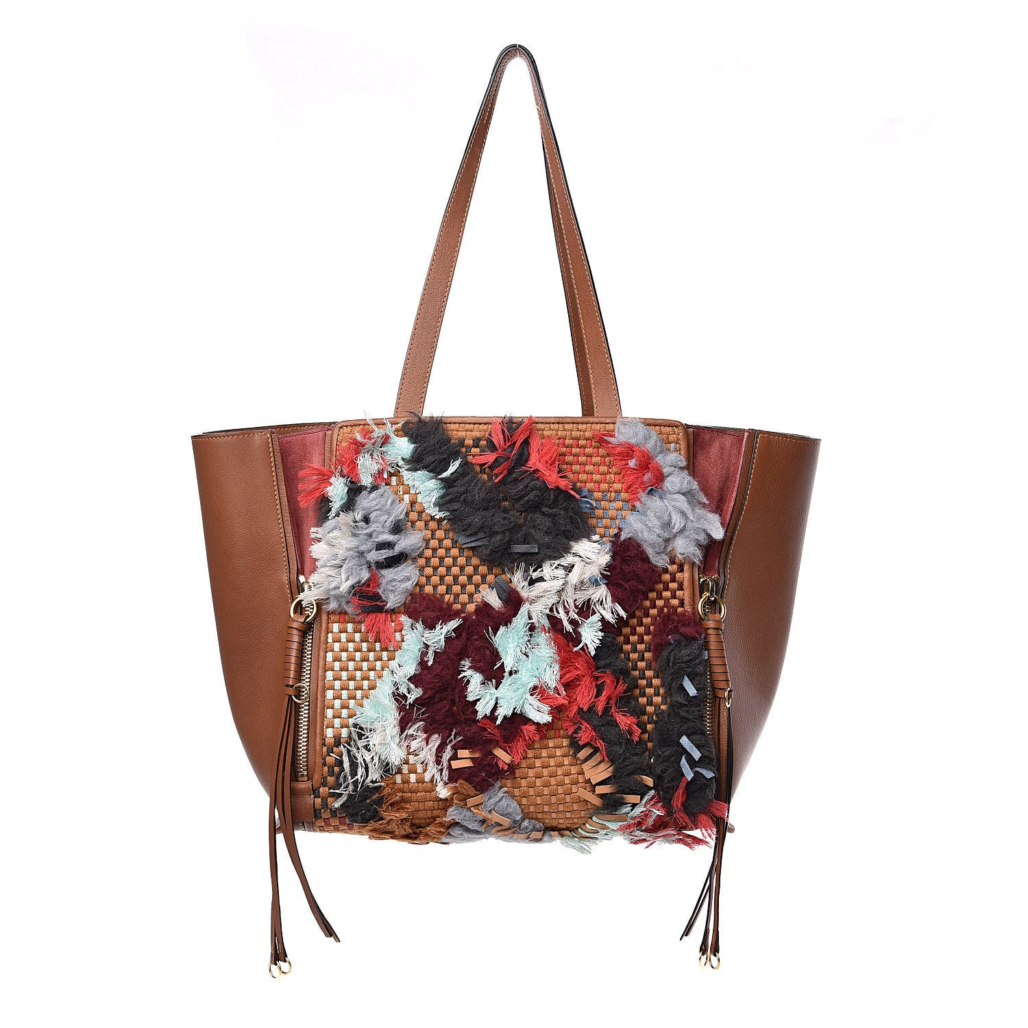 Chloe Calfskin Woven Medium Milo Shopping Tote Tan 1 of 22