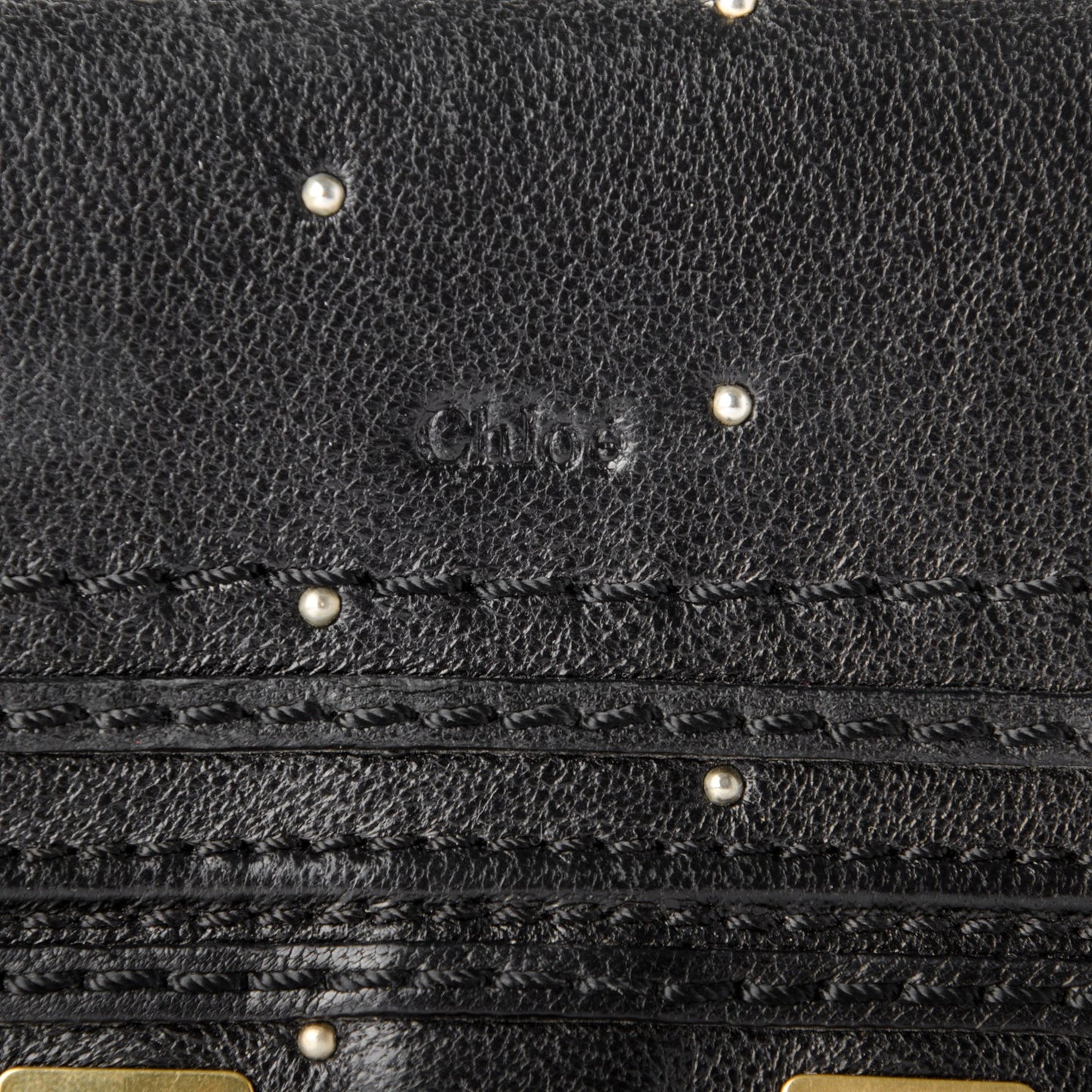 Calfskin Studded Marcie Continental Flap Wallet Black