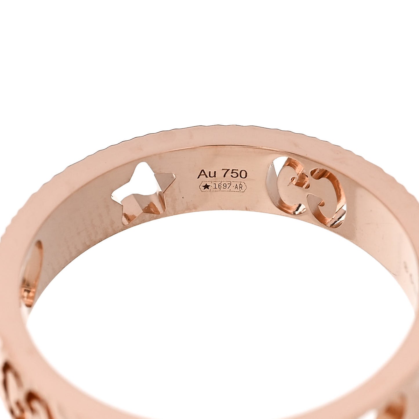 18K Rose Gold Icon Stars Band Ring 53 6.25