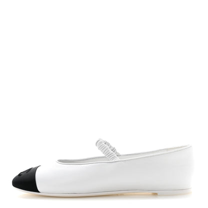 Chanel Lambskin Knit Grosgrain Cap Toe CC Ballerina Flats With Leg Warmers 38.5 White Black 2 of 11
