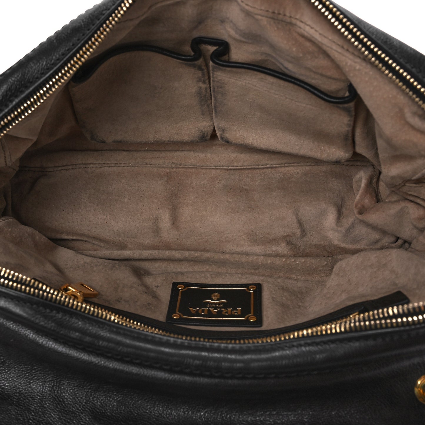 Calf Easy Foldover Pushlock Shoulder Bag Black