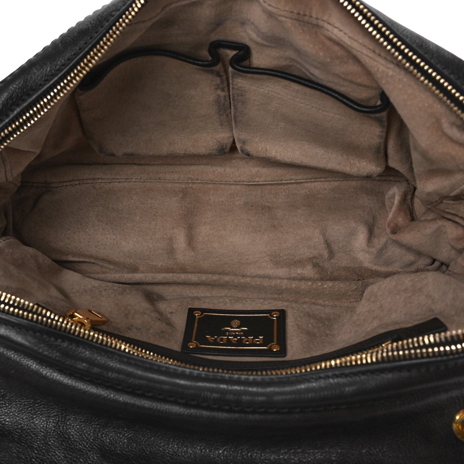 Prada Calf Easy Foldover Pushlock Shoulder Bag Black 5 of 10