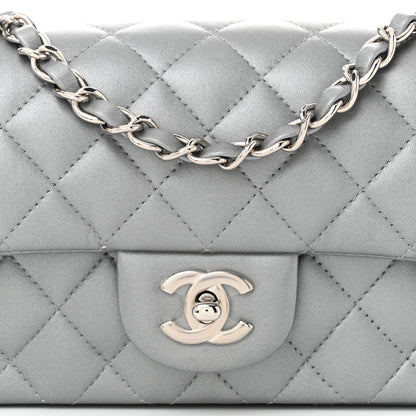 Chanel Metallic Lambskin Quilted Mini Rectangular Flap Silver 8 of 10
