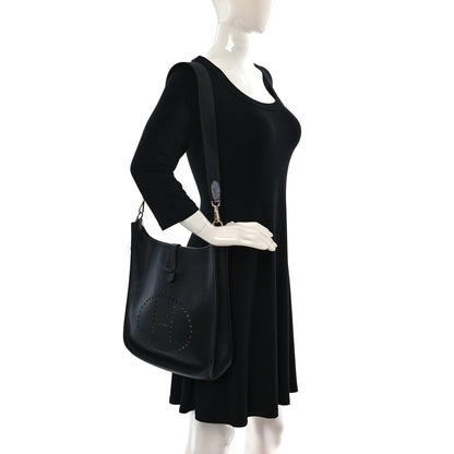 Hermes Taurillon Clemence Cavale Sangle Evelyne III PM Black 3 of 8