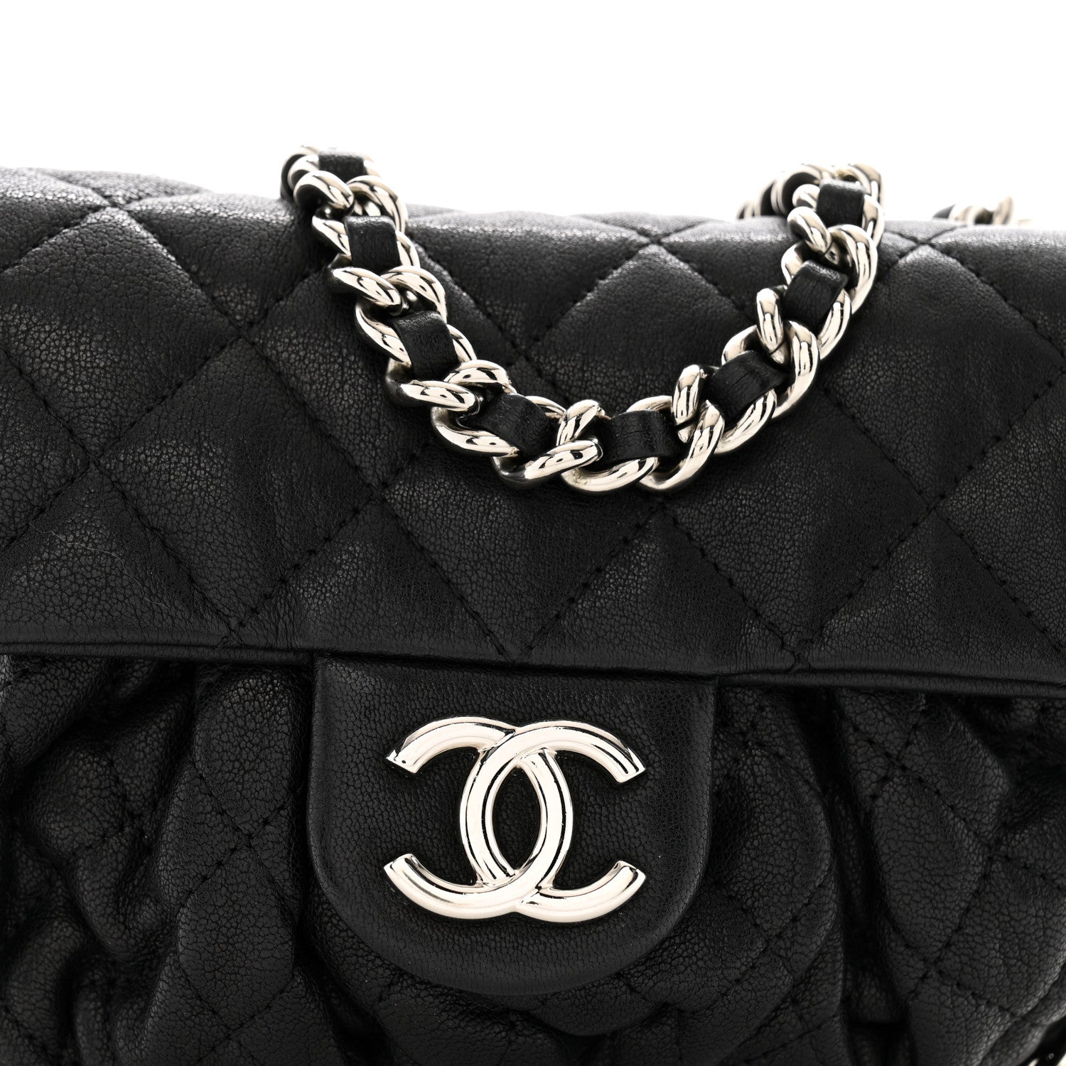 Chanel Washed Lambskin Quilted Mini Chain Around Flap Black 8 of 12