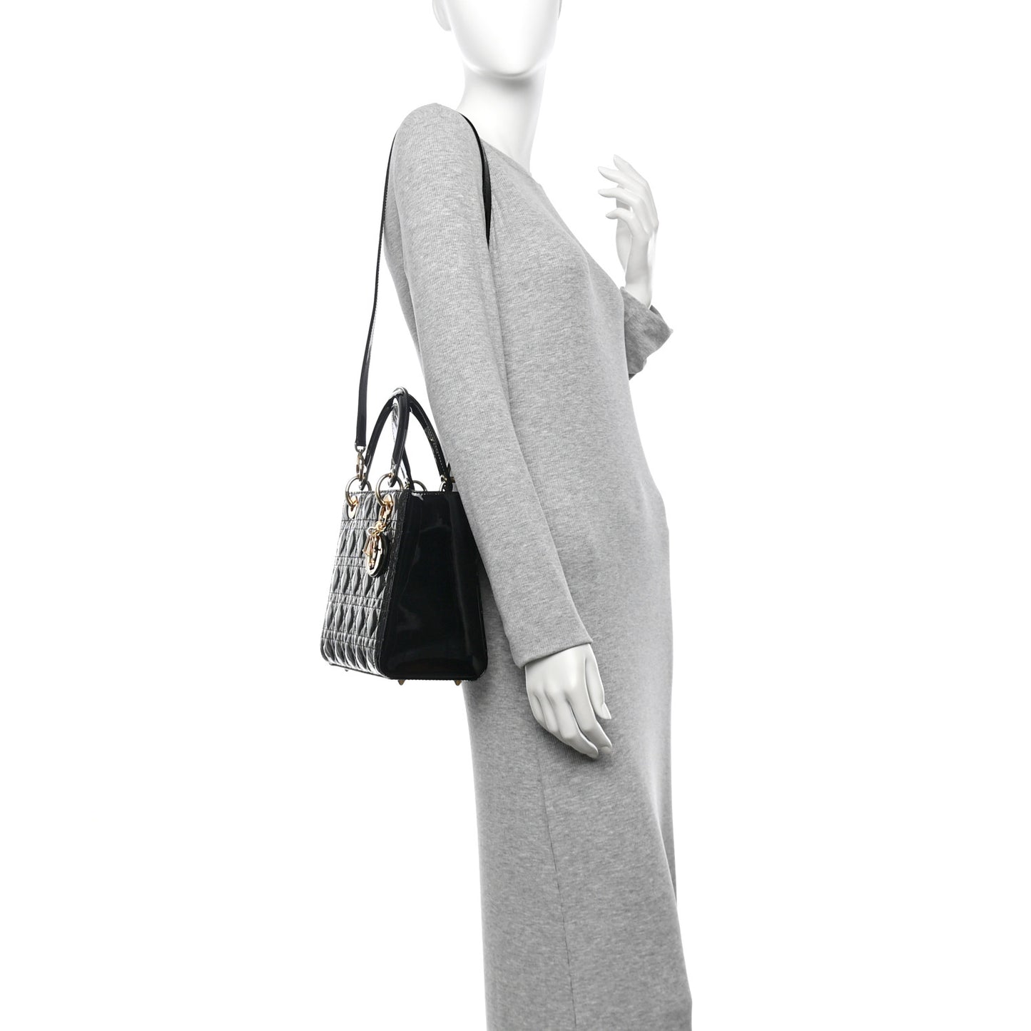 Patent Cannage Medium Lady Dior Black