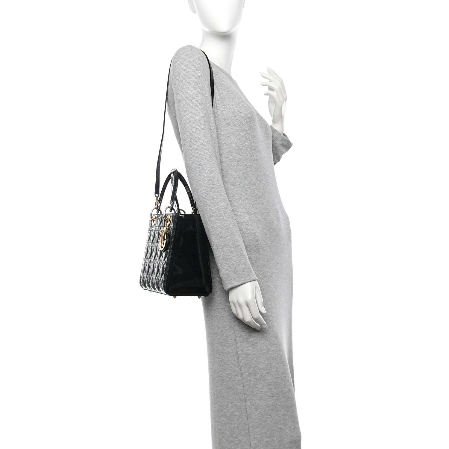 Christian Dior Patent Cannage Medium Lady Dior Black 2 of 10