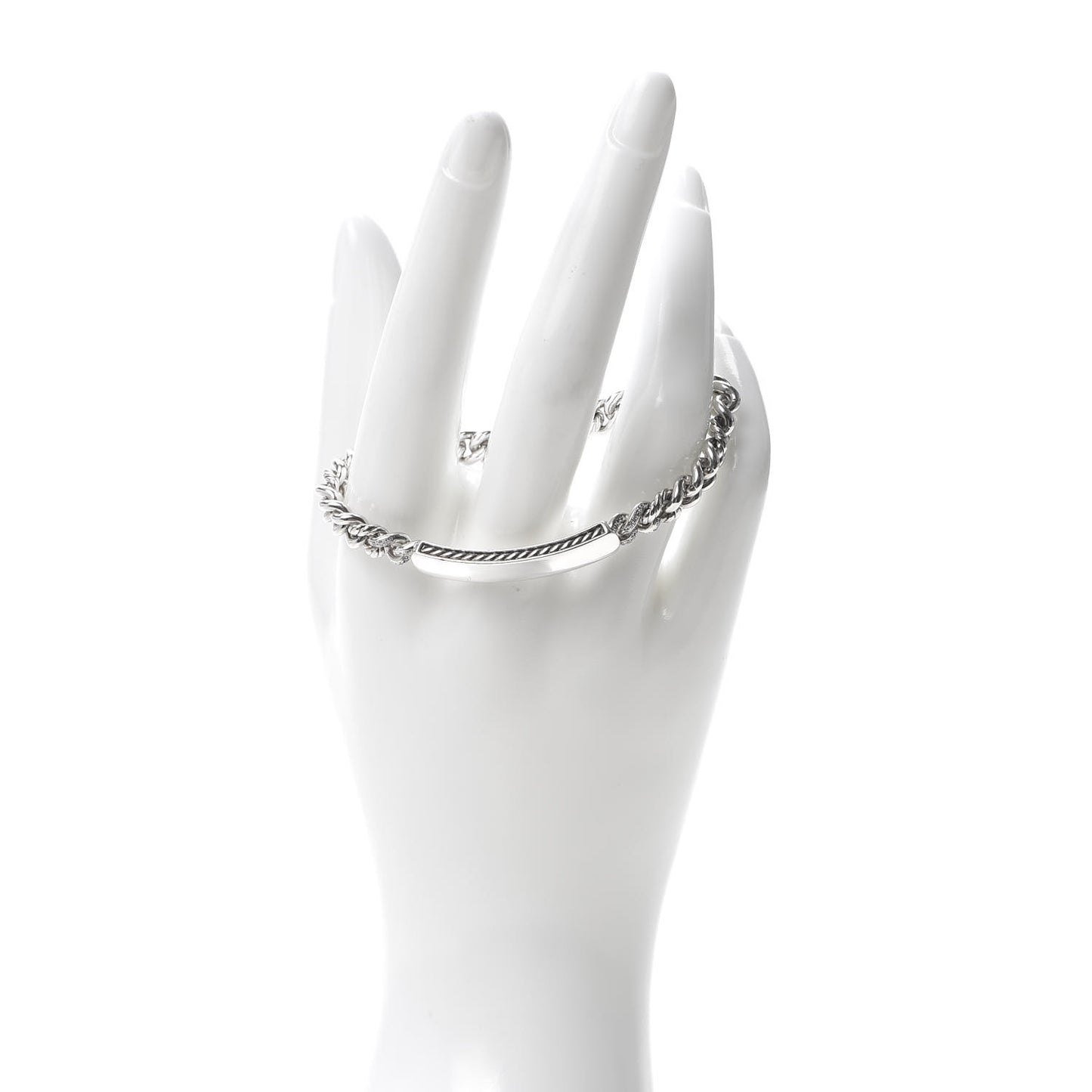 Sterling Silver Diamond 7mm Petite Pave Curb Link ID Bracelet
