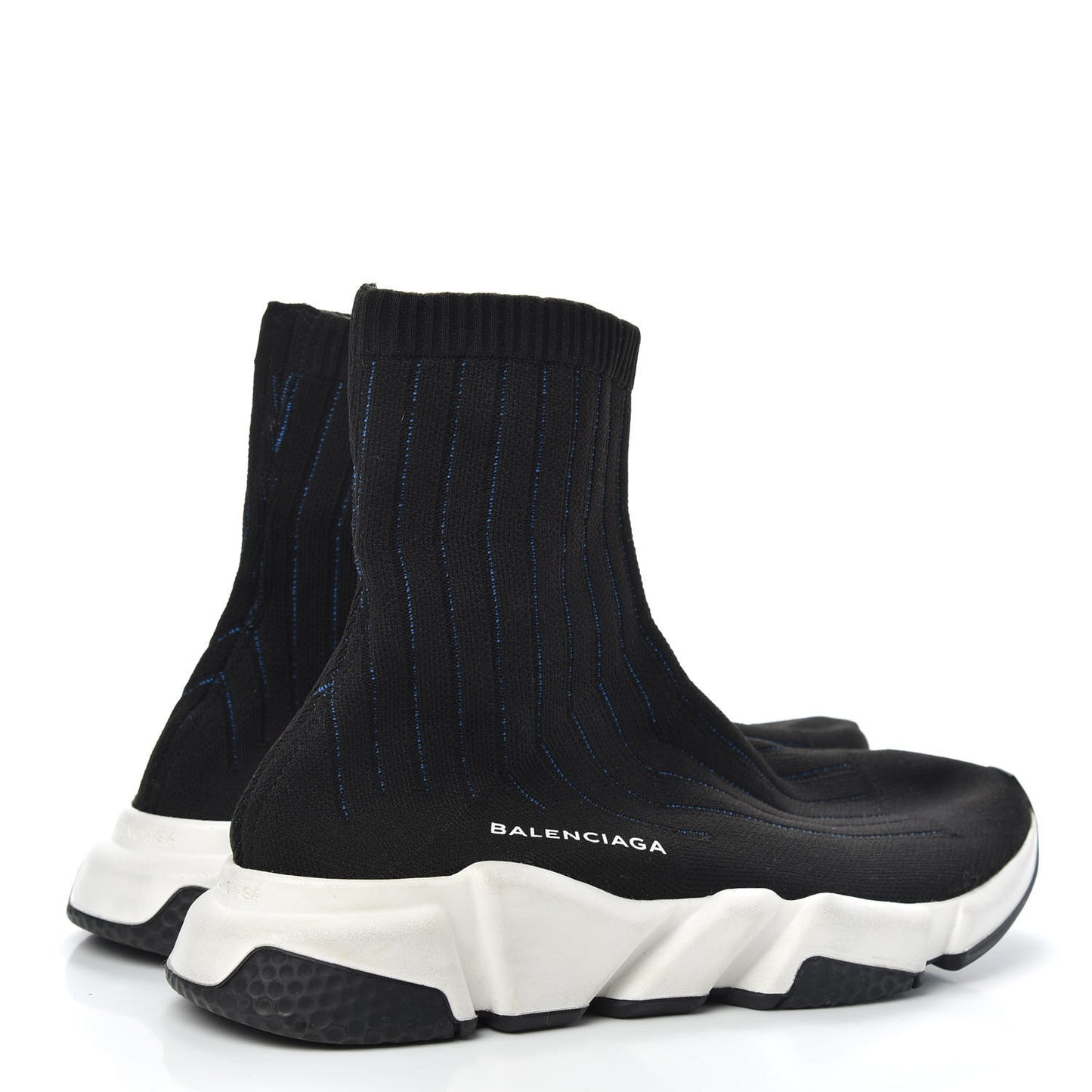 Ribbed Effect Knit Hi Speed Sneakers 41 Black Bleu