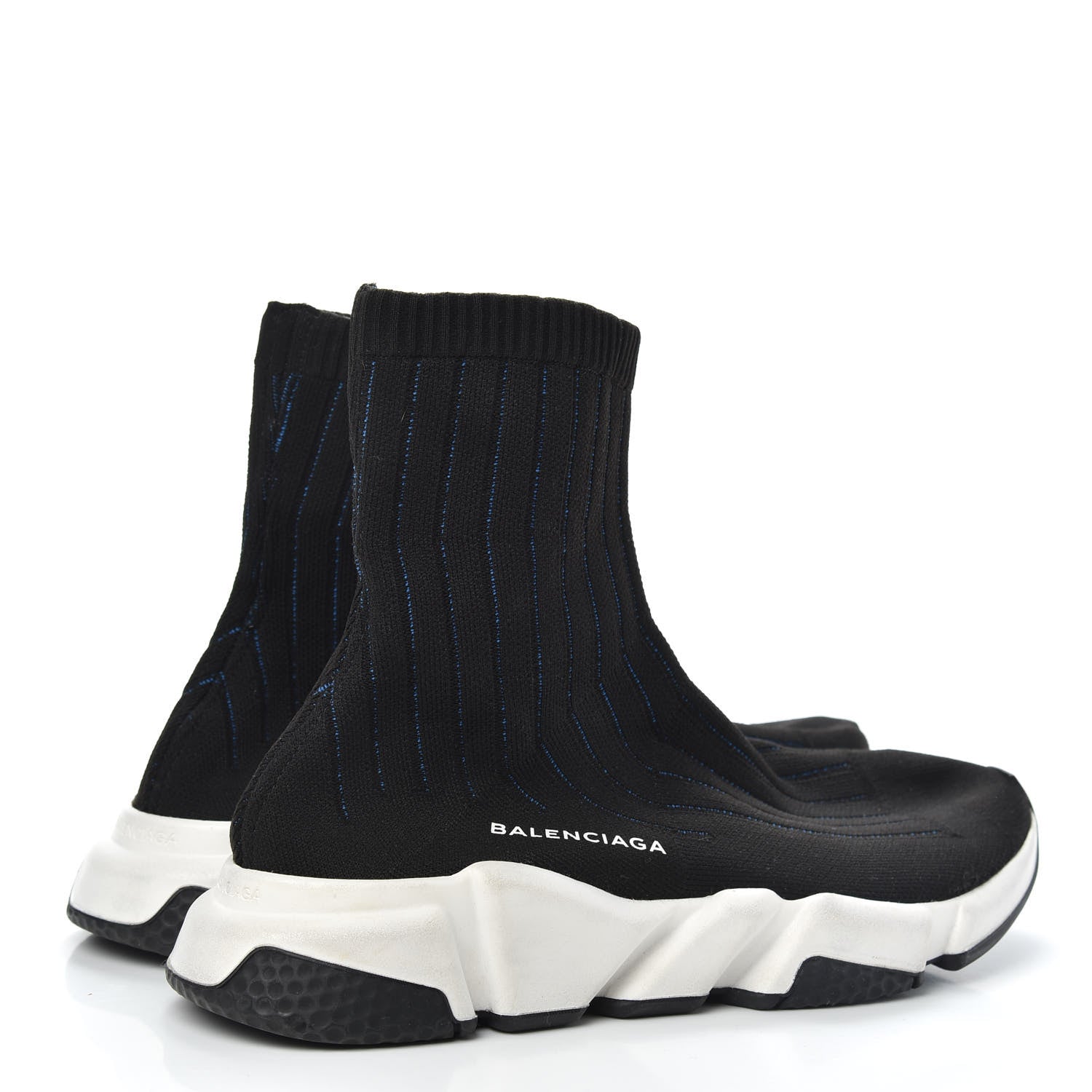 Balenciaga Ribbed Effect Knit Hi Speed Sneakers 41 Black Bleu 4 of 7