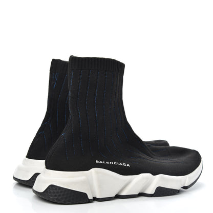 Balenciaga Ribbed Effect Knit Hi Speed Sneakers 41 Black Bleu 4 of 7