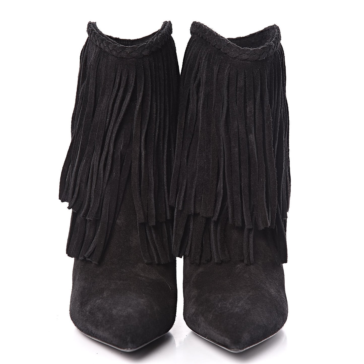 Suede Fringe Charlotte Ankle Boots 39 Black