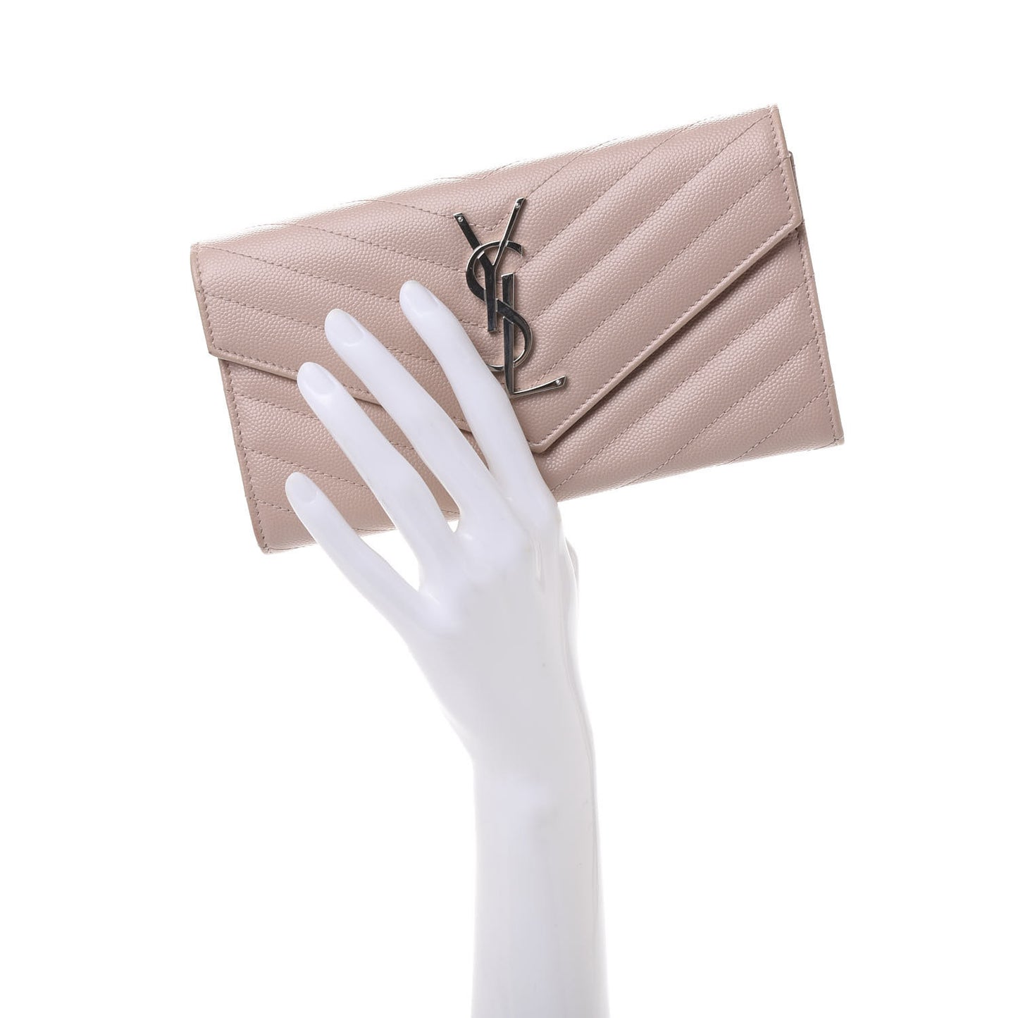 Grain De Poudre Matelasse Chevron Monogram Wallet Pale Pink