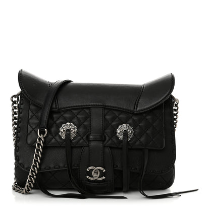 Chanel Calfskin Quilted Dallas Saddle Bag Black 1 of 12