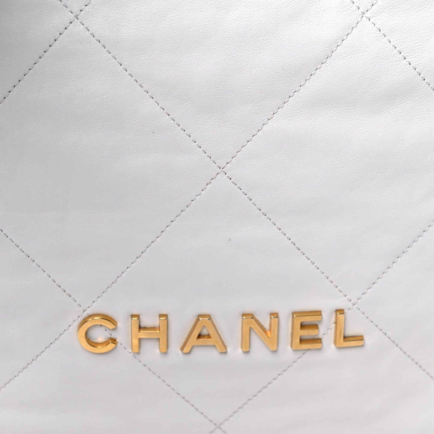 Shiny Calfskin Quilted Large Chanel 22 White