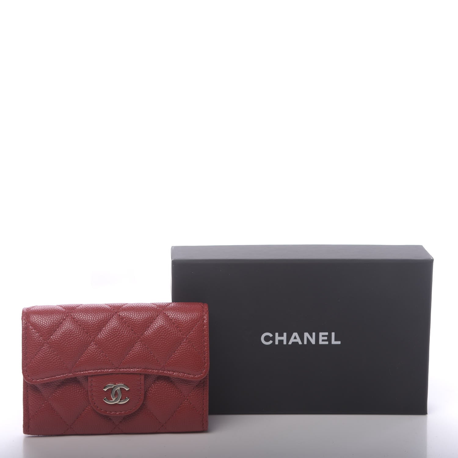 Chanel Caviar Quilted Flap Card Holder Wallet Red 9 of 9