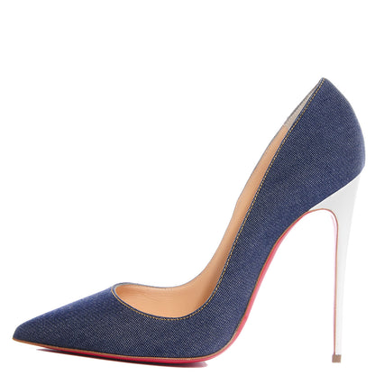 Christian Louboutin Denim Jazz Calf So Kate 120 Pumps Blue White 41 1 of 7