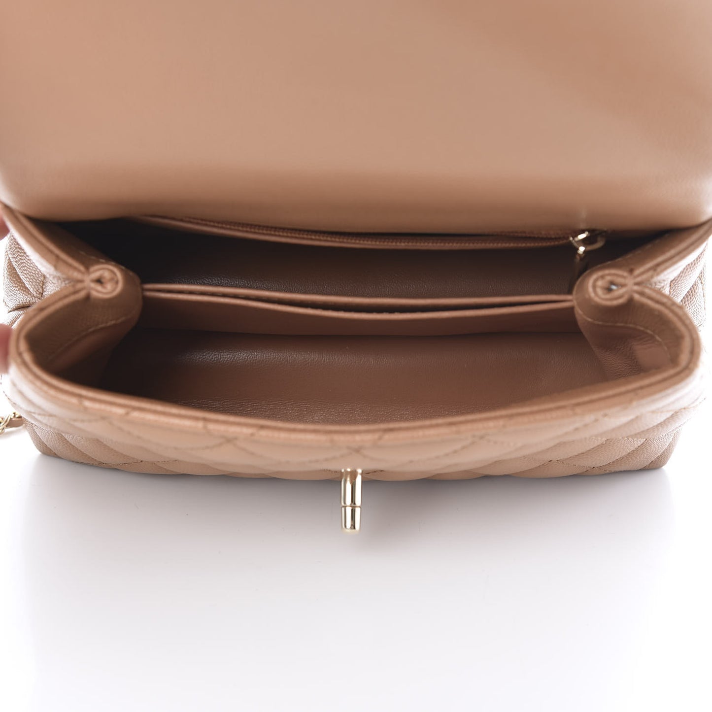 Caviar Quilted Lizard Embossed Mini Coco Handle Flap Brown