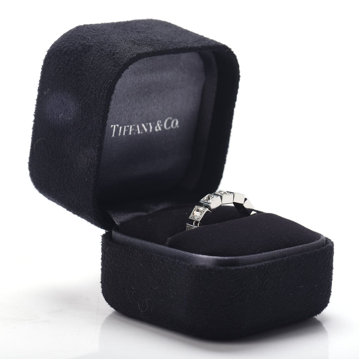 18K White Gold Diamond T Line Band Ring 52 6