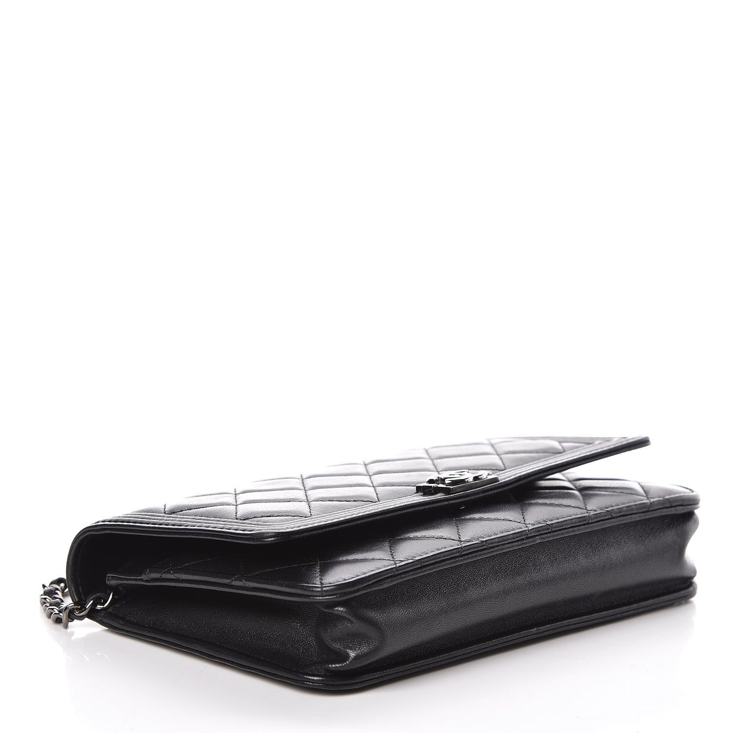 Lambskin Quilted Boy Wallet On Chain WOC Black