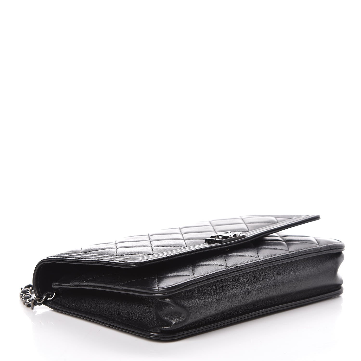 Chanel Lambskin Quilted Boy Wallet On Chain WOC Black 4 of 11