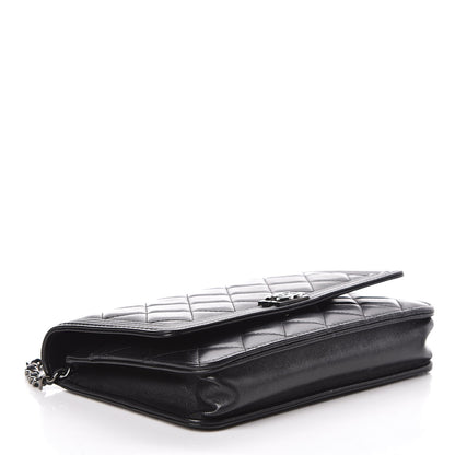 Chanel Lambskin Quilted Boy Wallet On Chain WOC Black 4 of 11