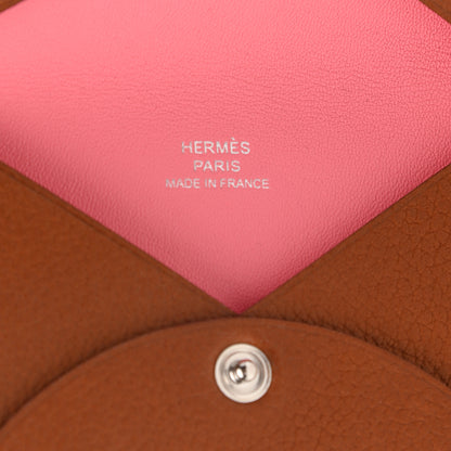 Hermes Evercolor Verso Calvi Card Case Gold Rose Azalee 6 of 7
