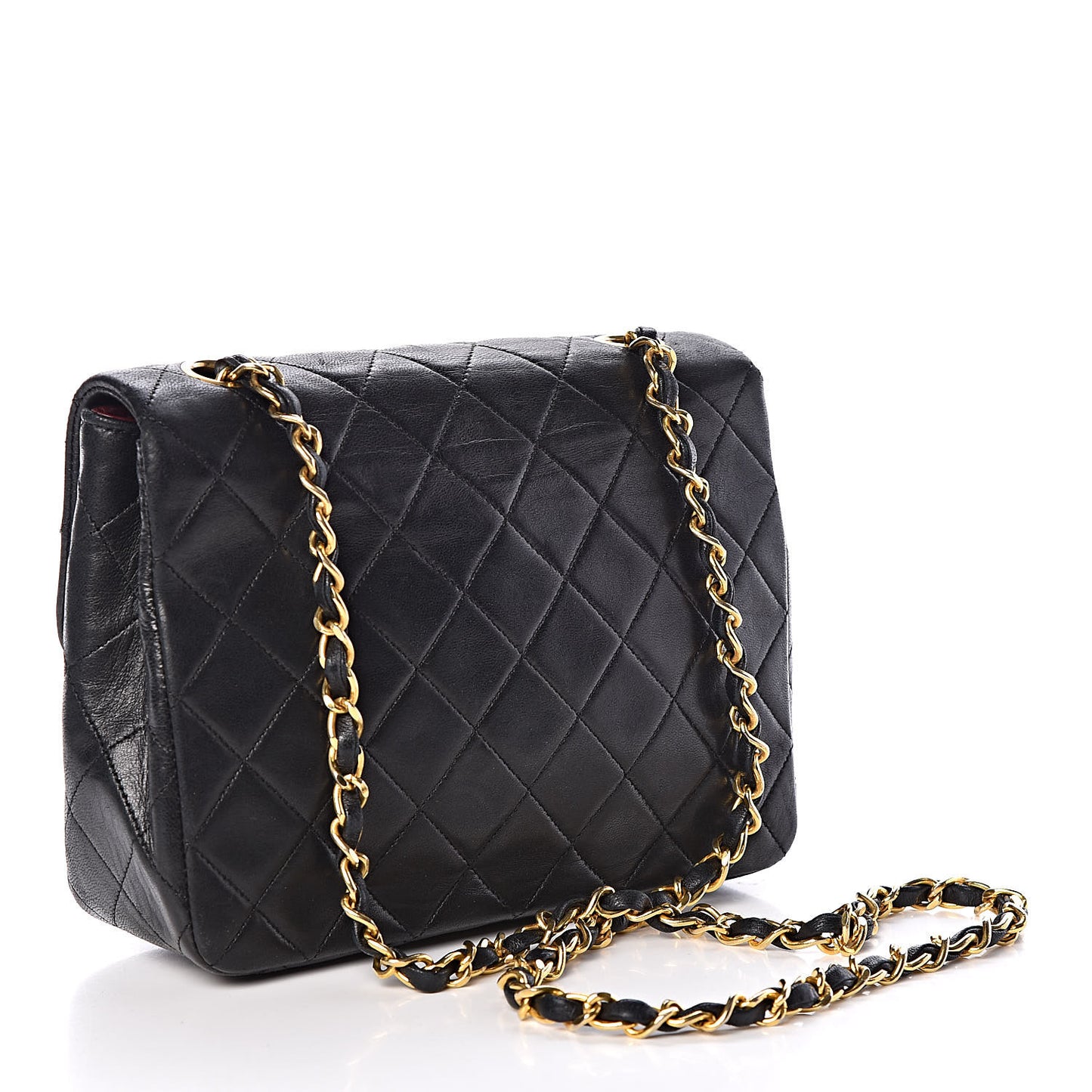Lambskin Quilted Mini Square Flap Bag Black