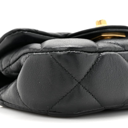 Chanel Calfskin Quilted Lady Handle Flap Card Holder With Chain Black 10 of 12
