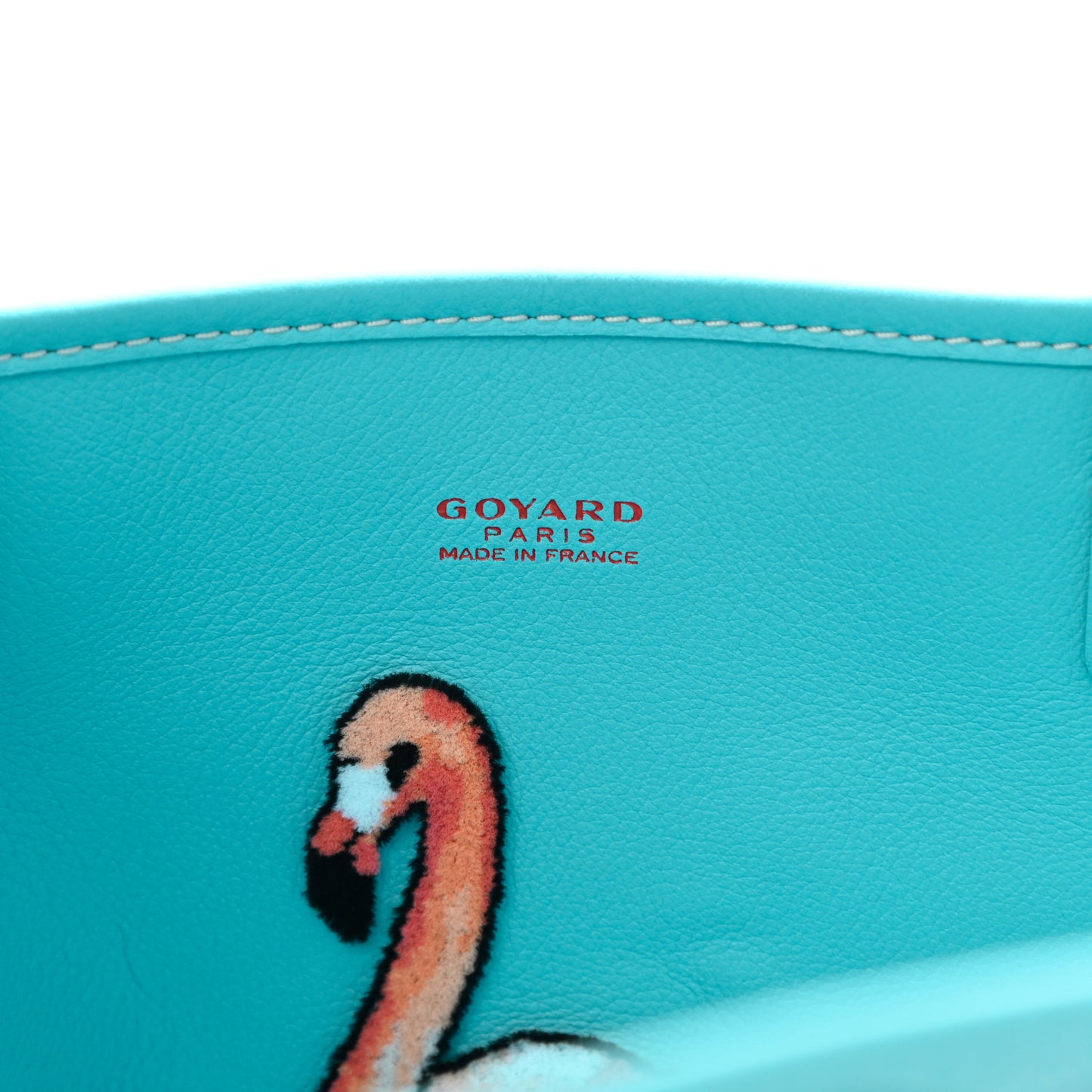 Goyardine Embroidered Flamingo Reversible Anjou PM Sky Blue