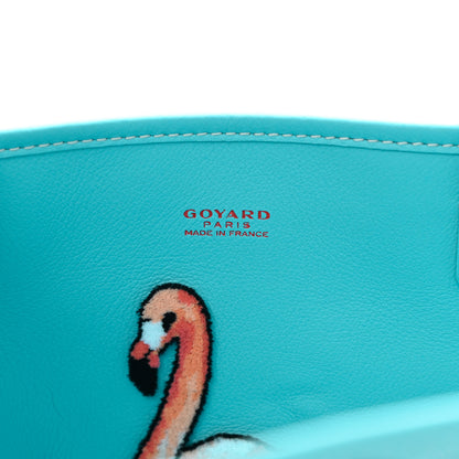 Goyard Goyardine Embroidered Flamingo Reversible Anjou PM Sky Blue 7 of 12
