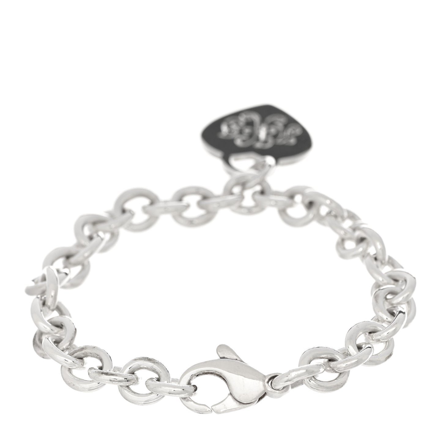 Sterling Silver Heart Tag Charm Bracelet