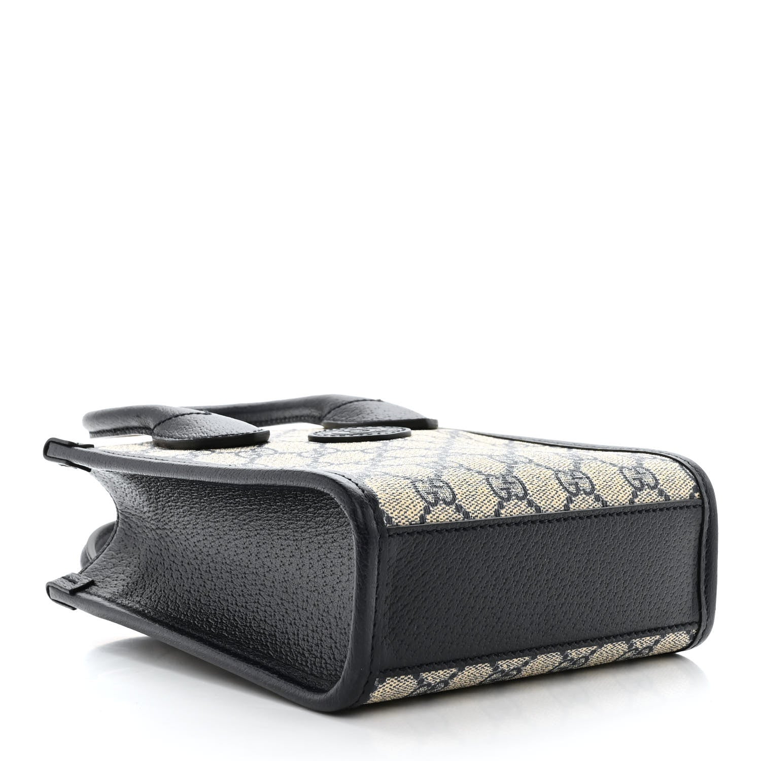 Gucci GG Supreme Monogram Textured Dollar Calfskin Mini Retro Interlocking G Tote Bag Beige Blue 4 of 12