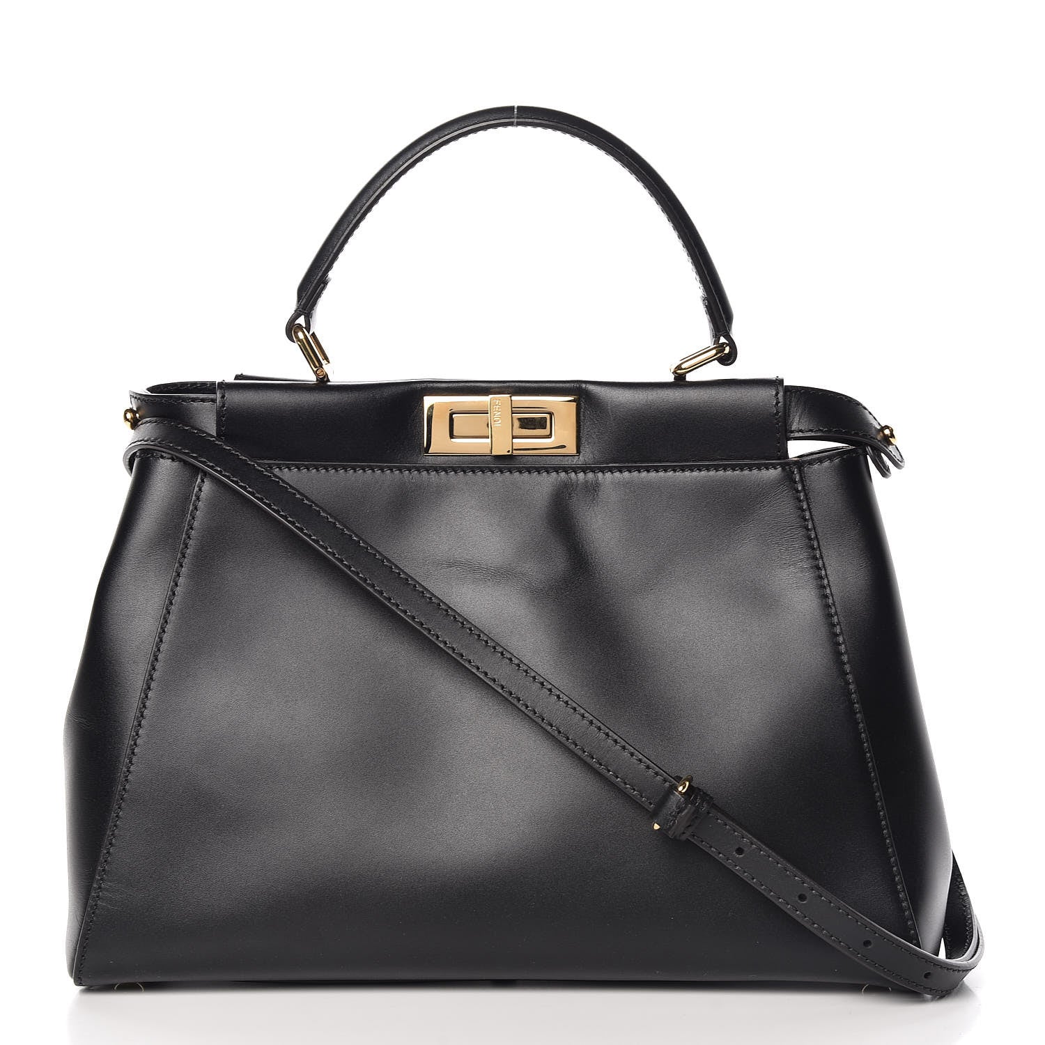 Fendi Vitello Morgan Fabric Jacquard Pequin Medium Peekaboo Iconic Satchel Black Tobacco 3 of 11