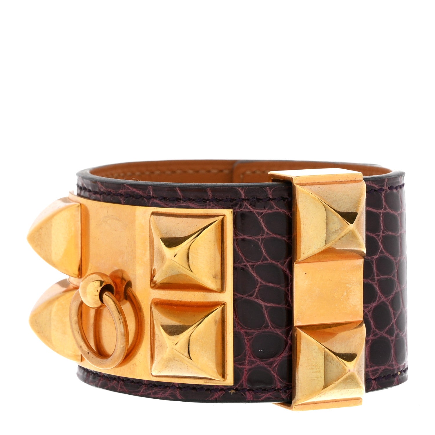 Hermes Shiny Alligator Collier De Chien CDC Bracelet S Amethyst 1 of 5