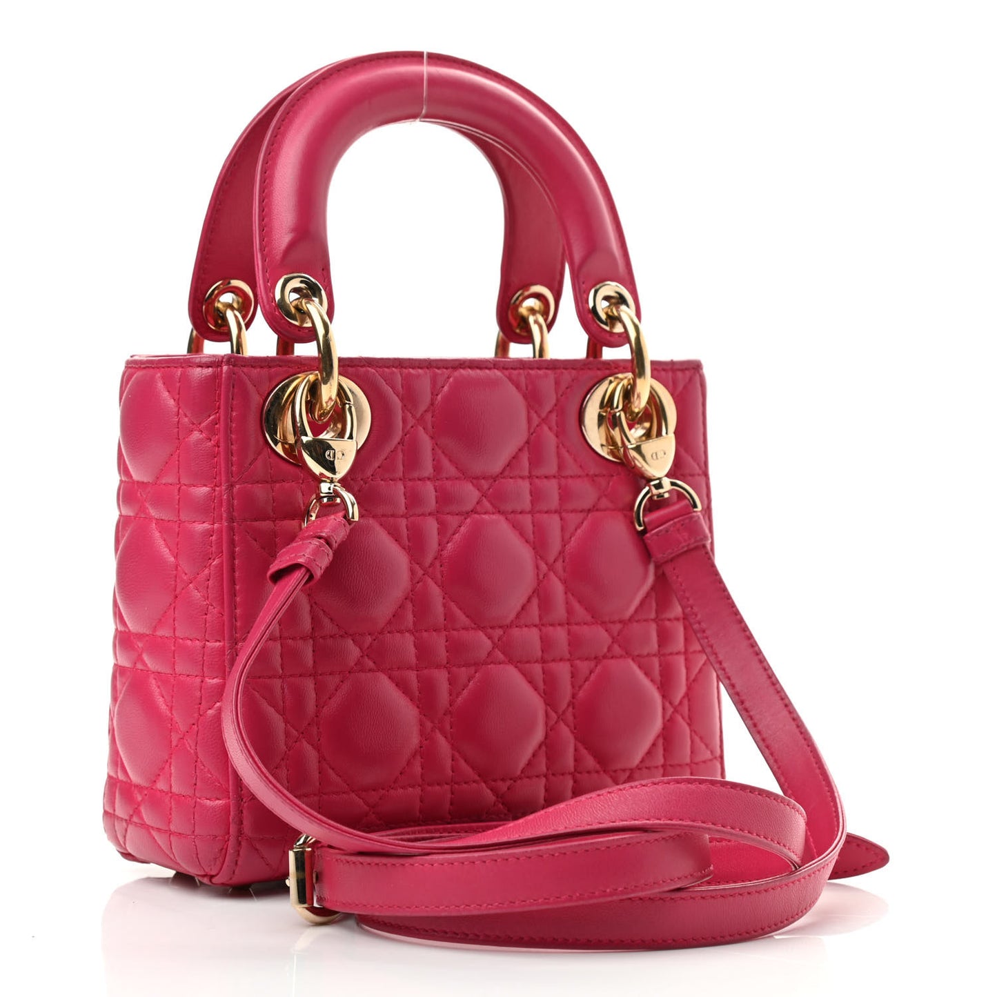 Lambskin Cannage Mini Lady Dior Fuchsia