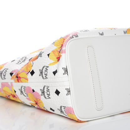 MCM Visetos Medium Anya Essential Floral Print Shopper Tote White 6 of 10