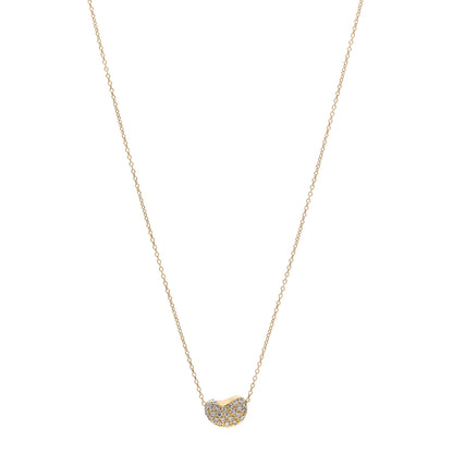Tiffany 18K Yellow Gold Diamond Elsa Peretti Bean Pendant Necklace 1 of 7