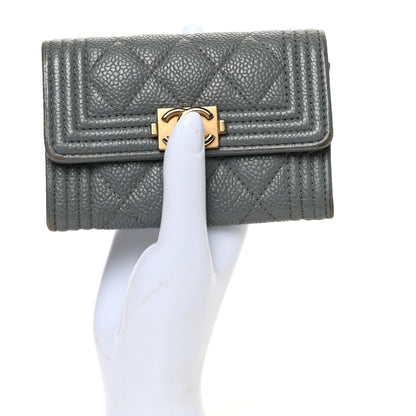 Chanel Caviar Quilted Boy Flap Card Holder Grey 2 of 9
