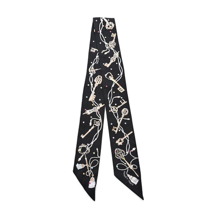 Hermes Silk Les Cles A Pois Twilly Black Beige Rose Multicolor 2 of 4