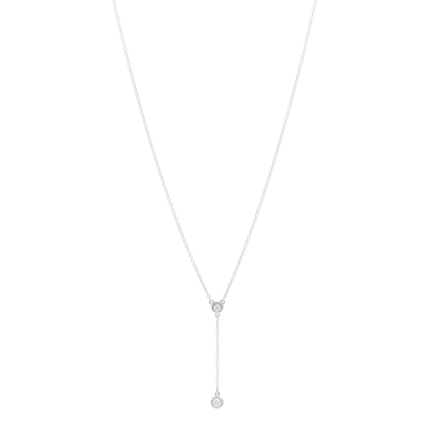 Sterling Silver Diamond Elsa Peretti Diamonds by the Yard Y Drop Pendant Necklace